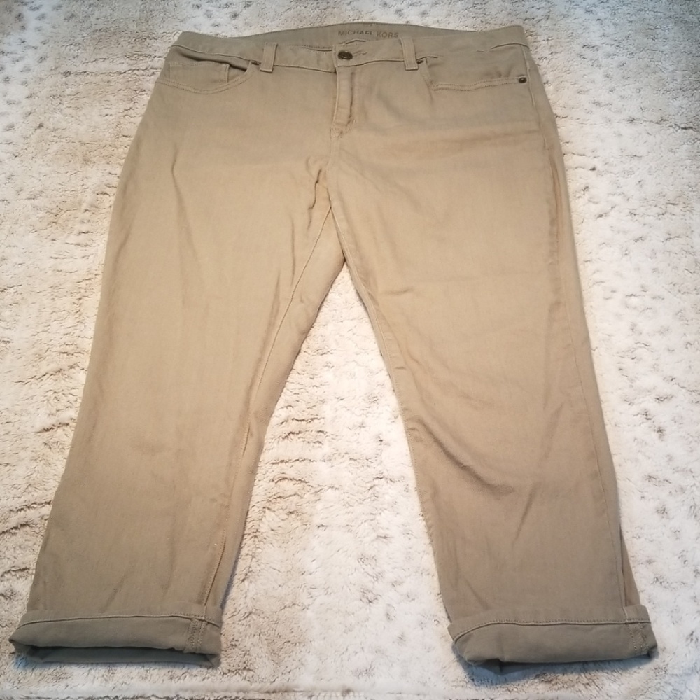 Michael Kors Stretch Khaki Green Skinny Crop Jeans